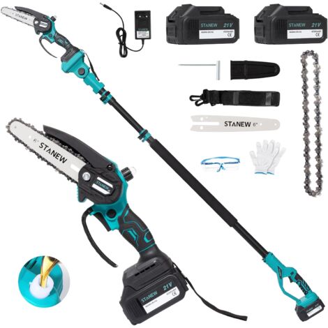 Tronçonneuse Sur Perche Télescopique 2-en-1 - Mini Tronçonneuse Sans Fil 6 Pouces, Batterie 4000mAh, Compatible Makita - 11