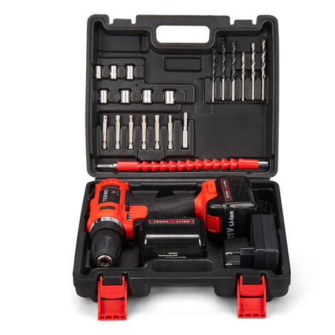 Perceuse-visseuse Sans Fil TEENO 21V - 2 Batteries 2.0Ah, 45 Nm, 31 Accessoires, Mallette - Compatible Batteries Makita - 3