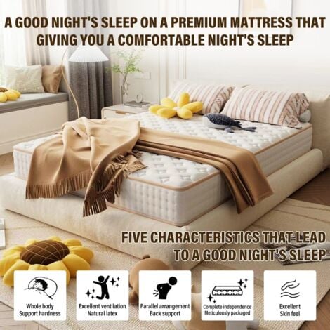 Matelas en Mousse Mémoire, DEWINNER Épaisseur 18cm, Ultra Respirante, Deux Faces Utilisables(140x190cm)