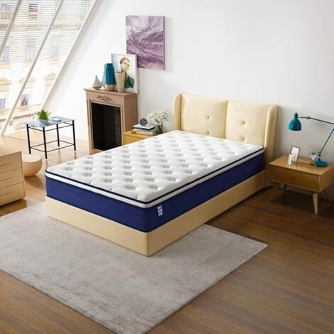 Matelas à Ressorts ensachés STANEW, 25 cm d'épaisseur, Matelas à Ressorts ensachés 7 Zones Trois côtés, fermeté modérée, Confortable et Respirant, antibactérien et Anti-acariens (90x190x25cm)