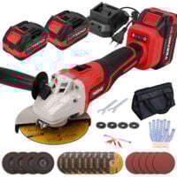 TEENO Meuleuse D'angle Brushless, Meuleuse d'angle 125mm sans fil, Vitesse à Vide 9100trs/min, 2 Batteries lithium-ion 21V 4.0Ah