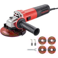 TEENO 1000W Meuleuse D'angle, Meuleuse Angulaire Régime à Vide 2000-12000 trs/min, Disque à Ébarber/à Tronçonner:125 mm 4 pièces Pour la coupe et le meulage du métal，Avec Housse de protection épaissie