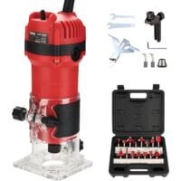 Défonceuse Affleureuse Électrique TEENO 800W 31000 RPM, Affleureuse à Bois Avec 15 Fraises à Défoncer Queue de 1/4", Base Fixe Mèches 6/6.35 mm