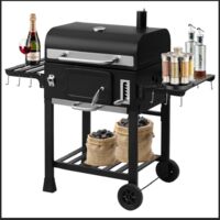 Barbecue Charbon De Bois TEENO XXL - Fumoir Avec Couvercle, Thermomètre