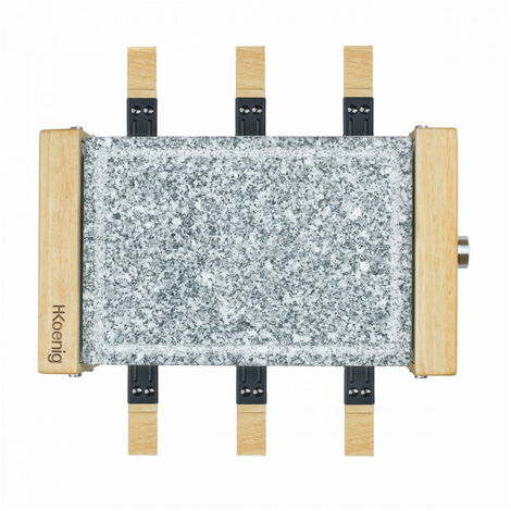 Appareil à raclette 6 personnes avec pierre à cuire – Surface de cuisson 29,5 x 19,5 cm – Puissance 900 W – Plaque amovible pour nettoyage facile – Hkoenig