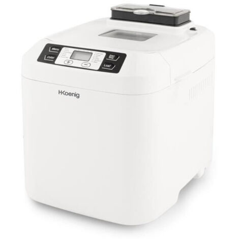 Machine à pain HKoeNIG - BAKE340 - 12 programmes - 3 niveaux de cuisson - Jusqu'à 800 g de pain - 550 W - Blanc