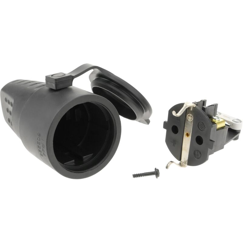 Spina Elettrica Schuko Extra Piatta Electraline - Nero, Per Collegamenti Sicuri E Compatti