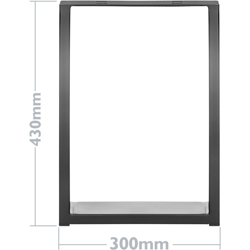 PrimeMatik - Piedini rettangolare. Gambe da tavolino e banquette in acciaio  300 x 80 x 430 mm 2-pack, tubi 80 x 20 mm