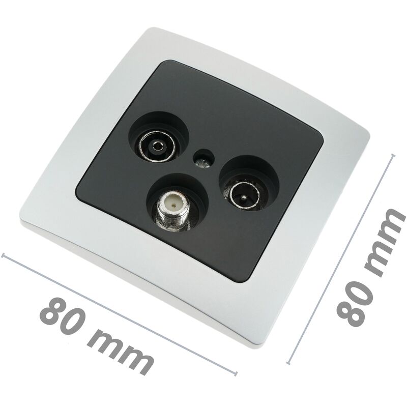 Presa ethernet RJ45 da incasso con salvaparete 80x80mm serie Lille argento  e grigio