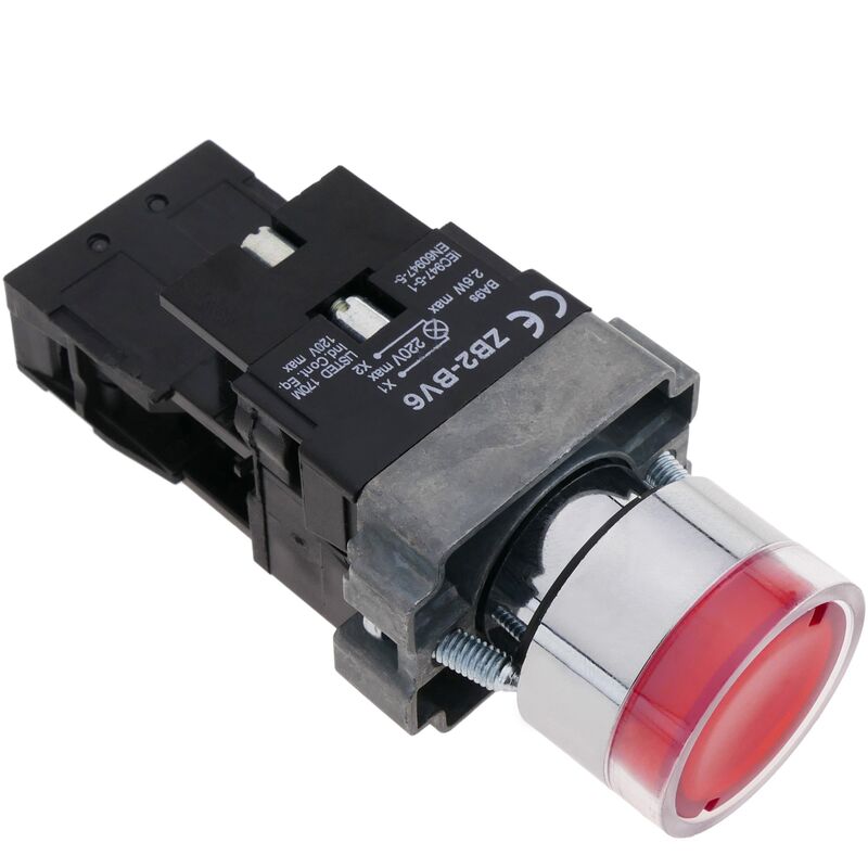 BeMatik - Pulsante interruttore di blocco 22mm 400V 10A con luce a LED rosso