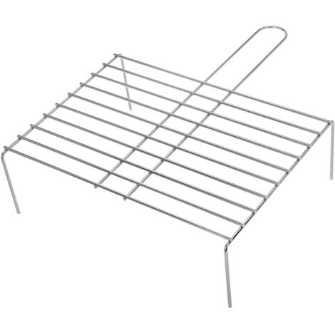 PrimeMatik - Griglia barbecue semplice in ferro zincato con manico 40x27 cm