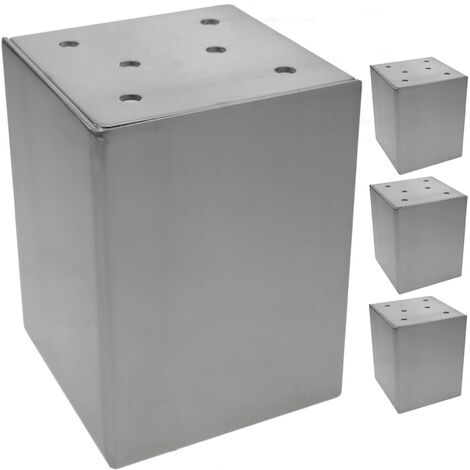 PrimeMatik - Gambe cubico. Piedini da tavolo per mobili e scrivania in  acciaio inossidabile 10cm 4-pack