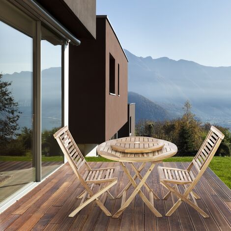 PrimeMatik - Base girevole 60cm per tavolo da giardino esterno. Piattaforma  di rotazione in legno di teak