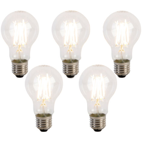 5er Set Dimmbare E27 LED Lampen – Klarglas, 7W, 806 Lumen, Warmweiß 2700K
