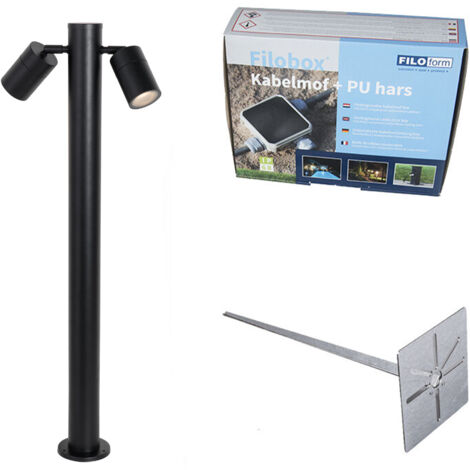 Stehende Au enleuchte Schwarz 80 Cm IP44 Verstellbar 2 Licht Duo