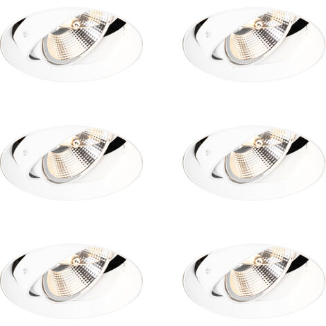 Qazqa Qure Set – 10 Weiße Einbaustrahler Schwenkbar, GU10 Fassung, Für Wohnzimmer, Küche, Flur