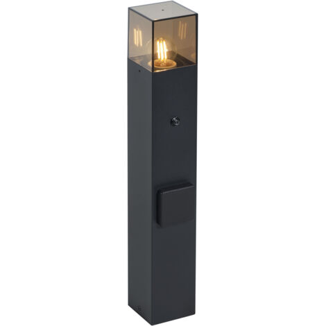 Qazqa Außenstehlampe Dänemark 70cm - Schwarz Mit Rauchglas IP44
