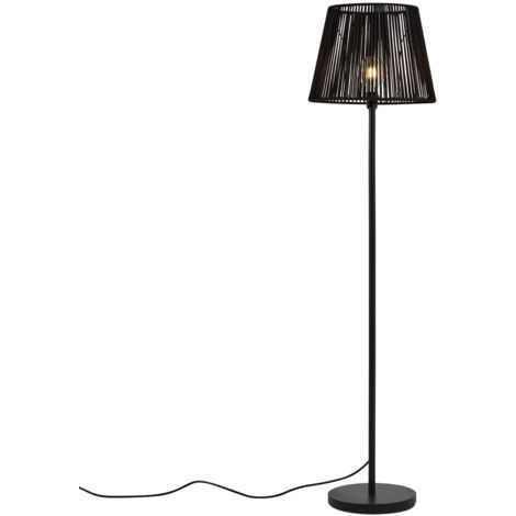 Outdoor-Stehleuchte schwarz mit schwarzem Seilschirm IP44 - Virginia Jayla