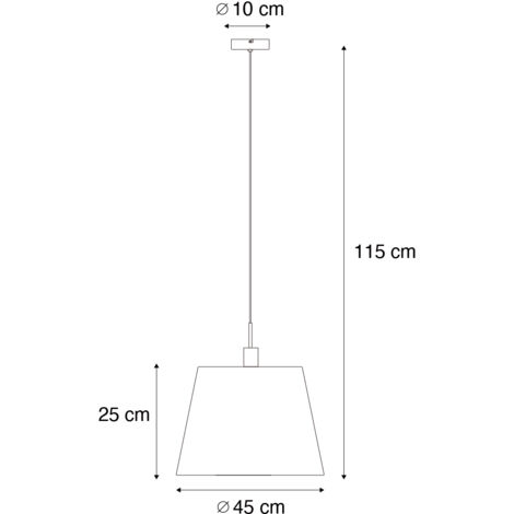 QAZQA Pendelleuchte Schwarz/weiß – 45 Cm Durchmesser, E27, Dimmbar, Für Wohnzimmer & Schlafzimmer