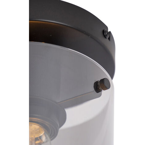 Qazqa Dome Tischlampe Schwarz Mit Rauchglas – Moderner Design-Leuchter Für Wohnzimmer & Schlafzimmer