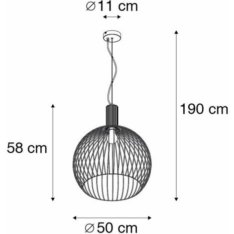 Design runde Hängelampe schwarz 50 cm - Wire Dos