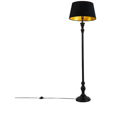 Stehlampe Schlafzimmer Stehleuchte schwarz Stehlampe modern,  Höhenverstellbar, Textilschirm Metall, 1x E27 Fassung, LxBxH 96x45x196cm