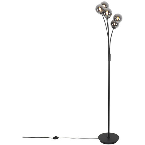 Inspired Linea Stehlampe E27, schwarzer poliertes /Kristall Chrom/Schwarz Schirm
