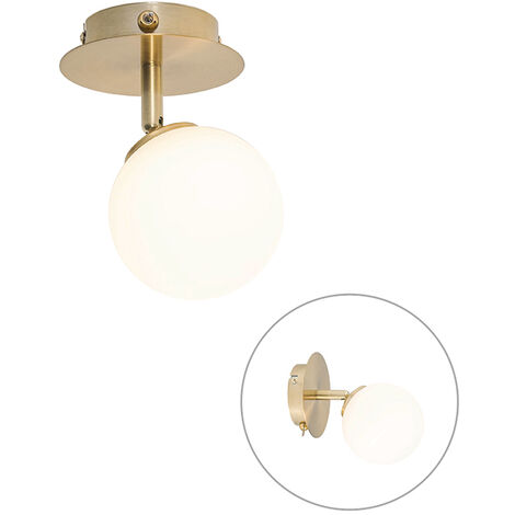 Qazqa Deckenleuchte 'Athens' – 6-armig, Gold/Messing, Opalglas, Für G9 LED, Dimmbar