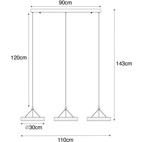 QAZQA Schwarze Deckenplatte 120 Cm – Für 2, 3 Oder 5 Pendelleuchten, Aus Stahl, LED Geeignet