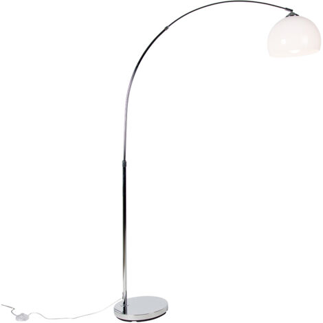 Smarte Bogenlampe Chrom mit weißem Schirm inkl. Wifi A60 - Arc Basic
