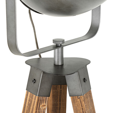 Qazqa Vintage Industrie Spot Aus Stahl & Mangoholz, Ø 18 Cm, E27, Dimmbar – Für Wohnzimmer & Mehr