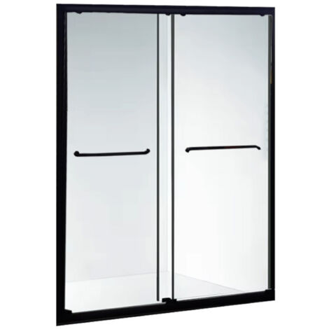 Portes coulissantes pour douche et hammam verre trempé SECURIT 6mm structure aluminium et poignée INOX 2 (1/5)