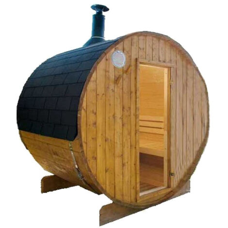 Harvia-Fass-Außensauna mit Holzofen, 180 cm (L) x 220 cm (Durchmesser) 2
