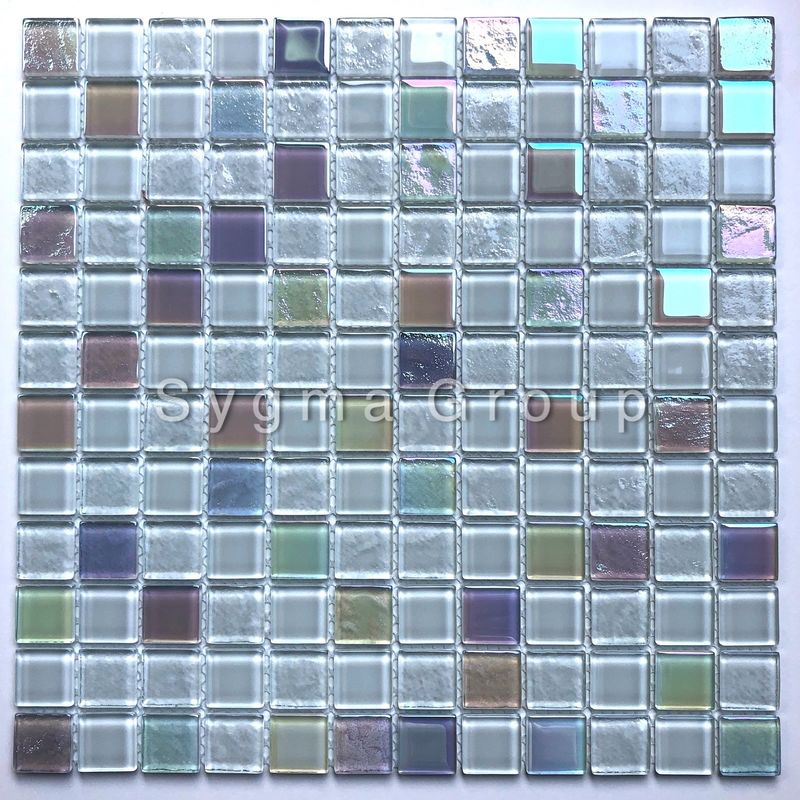 32.7 x 32.7 cm Set de 10 Piezas 4 mm Mosaico de Vidrio en Malla DEC-74291AXU499 Gris