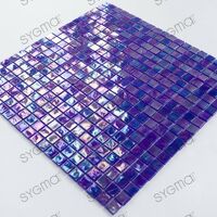azulejos de mosaico de vidrio azul iridiscente para el suelo o la pared Imperial Petrole