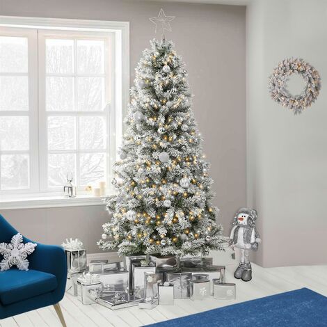 7ft Neo Scandinavian Tips Spruce Fir Artificial Christmas Tree Xmas Realistic Branches Green Natural Branches with Solid Metal Legs (Snow Flocked) (1/5)