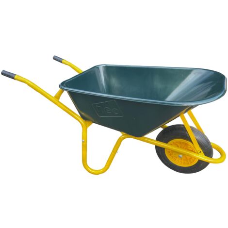 Neo Garden Wheelbarrow Heavy Duty 110L 150kg Durable Plastic Green Tray Barrow Pneumatic Wheel Tyre Loads Equine Yard Gardening