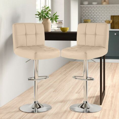 Neo 2x Cream Faux Leather Cuban Swivel Bar Stools