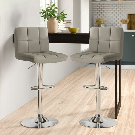 Neo 2x Grey Faux Leather Cuban Swivel Bar Stools