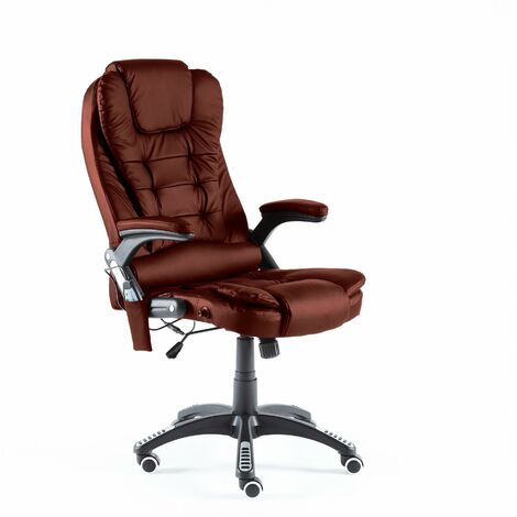 Neo Burgundy Faux Leather Executive Recliner Swivel Office Chair - With Massage Function