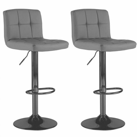 2x Faux Leather Cuban Swivel Bar Stools, Black Faux Leather Bar Chairs