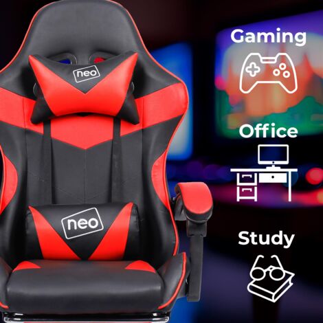 Neo Red Massage Sport Racing Gaming Office Chair With Footrest