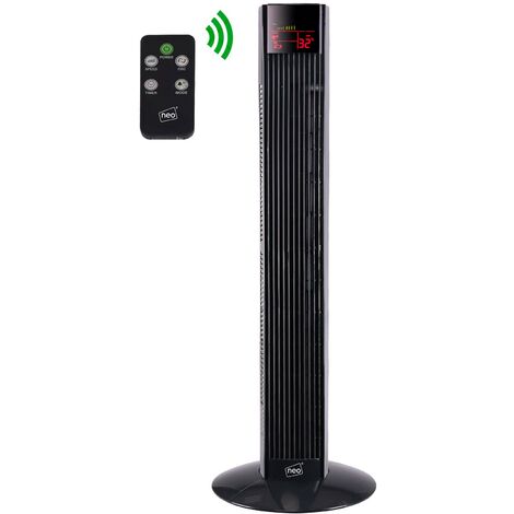 Neo 36” Black Free Standing 3 Speed Tower Fan with Remote Control