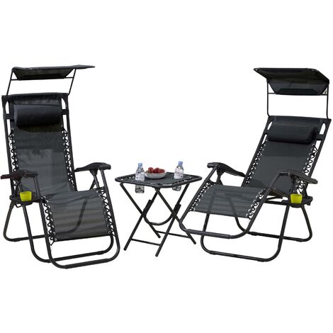 Neo Black Folding Zero Gravity Garden Chairs and Table Set (1/5)