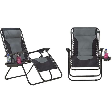 Neo Pair of Outdoor Zero Gravity XL Sun Loungers Grey