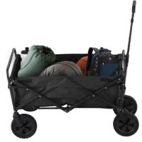 Neo Black Heavy Duty Large Capacity Foldable Collapsible Garden Trolley Cart Utility Wagon Truck Folding Wheelbarrow for Beach Gardening Outdoor Camping Shopping Fishing Festivals