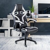 Neo White PU Leather Racing Car and Gaming Office Chair