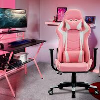 Neo Pink Adjustable Racing Gaming Office Swivel Recliner Leather Chair