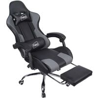 Grey Fabric Gaming Racing Recliner Chair With Footrest