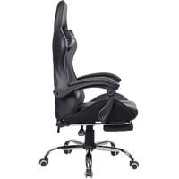 Grey Fabric Gaming Racing Recliner Chair With Footrest